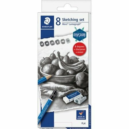 STAEDTLER Pencil set, w/GraphitePencils/Eraser/Sharpener, Multi, 6PK STD61100C603